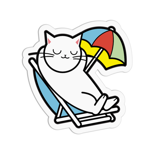 Beach Lounge Nap Cat Summer Sticker