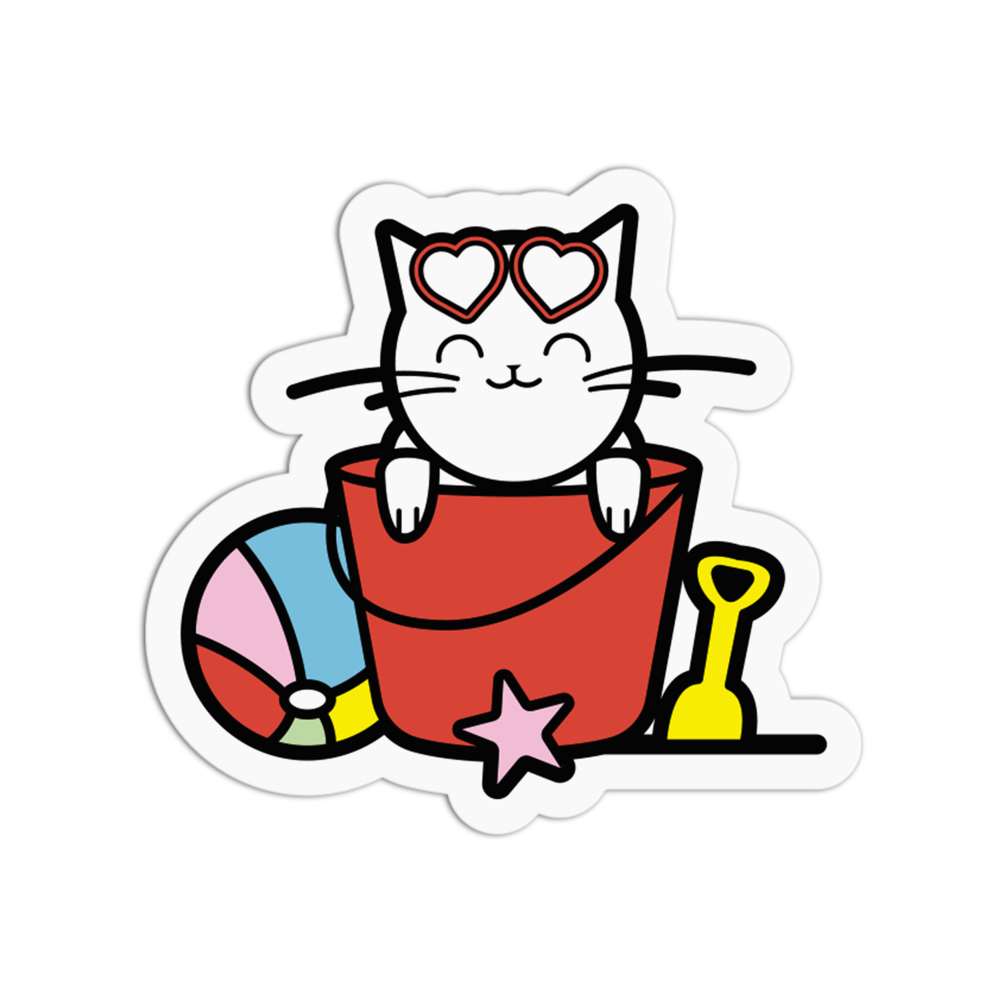 Beach Bucket Fun Cat Summer Sticker - The Stkr Store