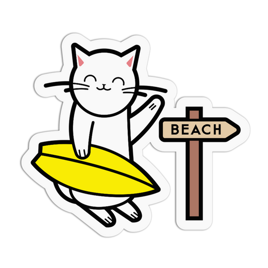 Beach Bound Cat Summer Sticker