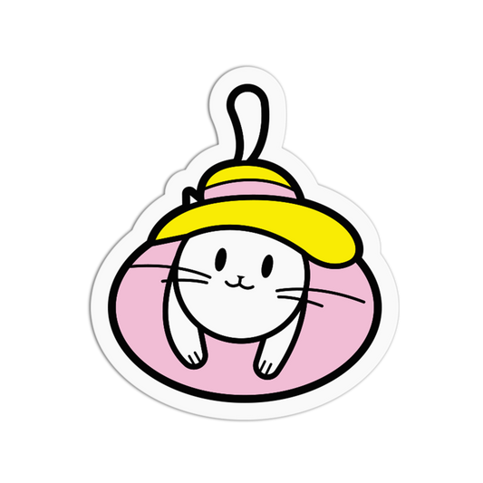 Pink Floatie Chic Cat Summer Sticker
