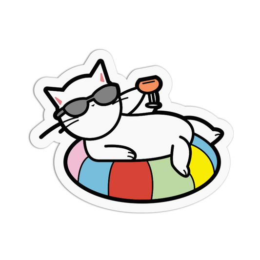Rainbow Float Cocktail Cat Summer Sticker