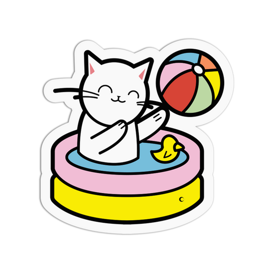 Inflatable Pool Fun Cat Summer Sticker