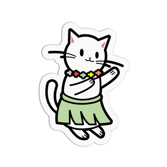 Hula Dance Cat Summer Sticker