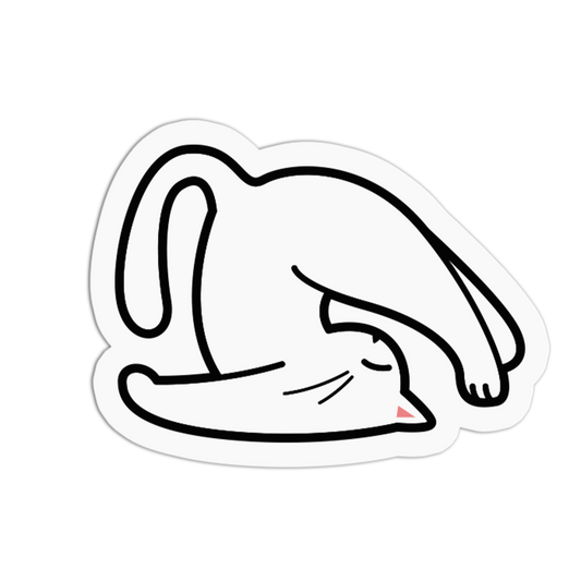 Acrobatic Stretch White Cat Sticker