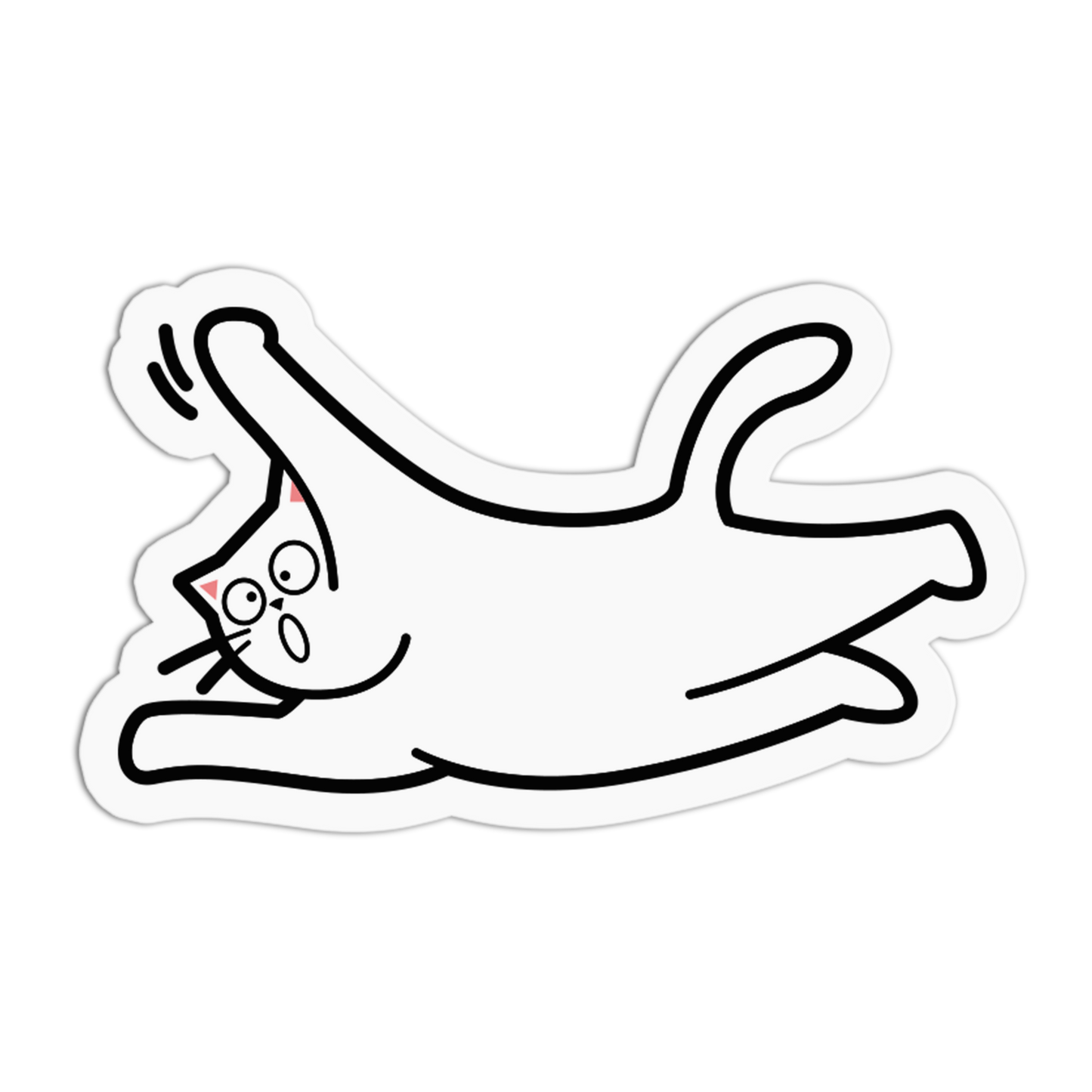 Cartoon cat stretching with a white background