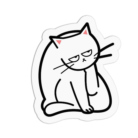 The Thinker White Cat Sticker