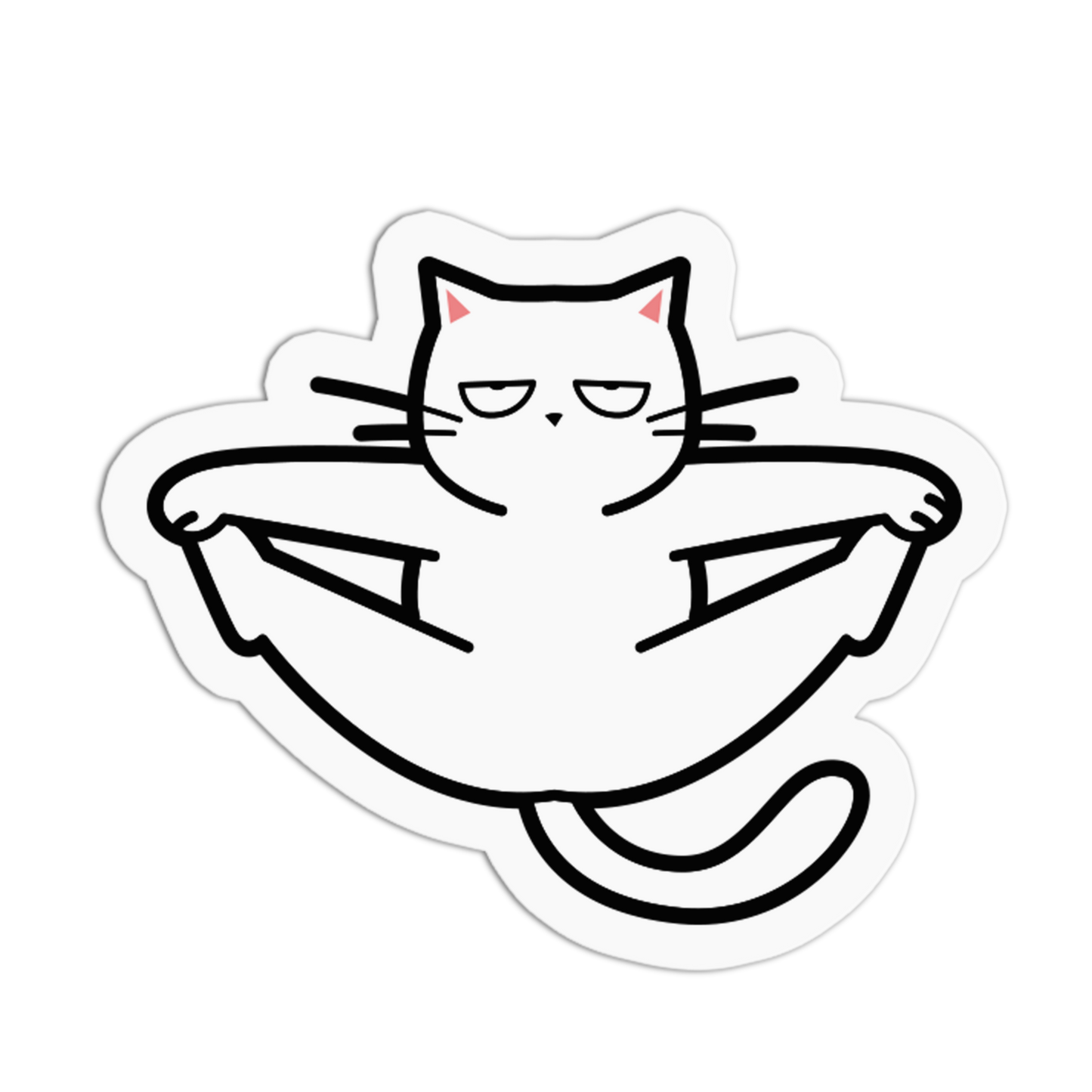 Stylized cat icon with a sad expression on a white background