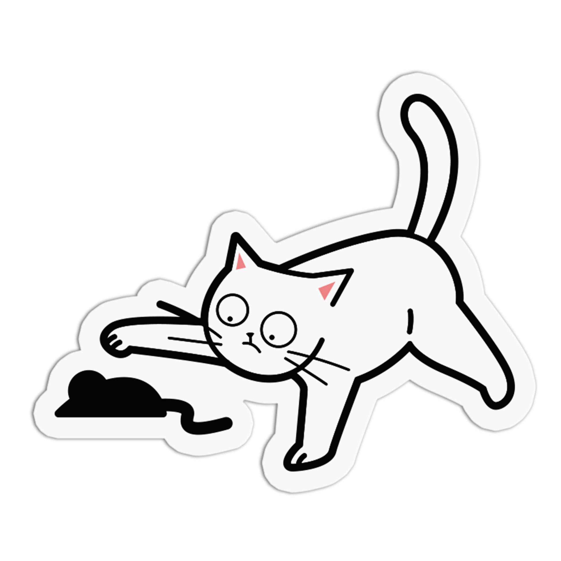 Illustration of a cat chasing a mouse on a white background