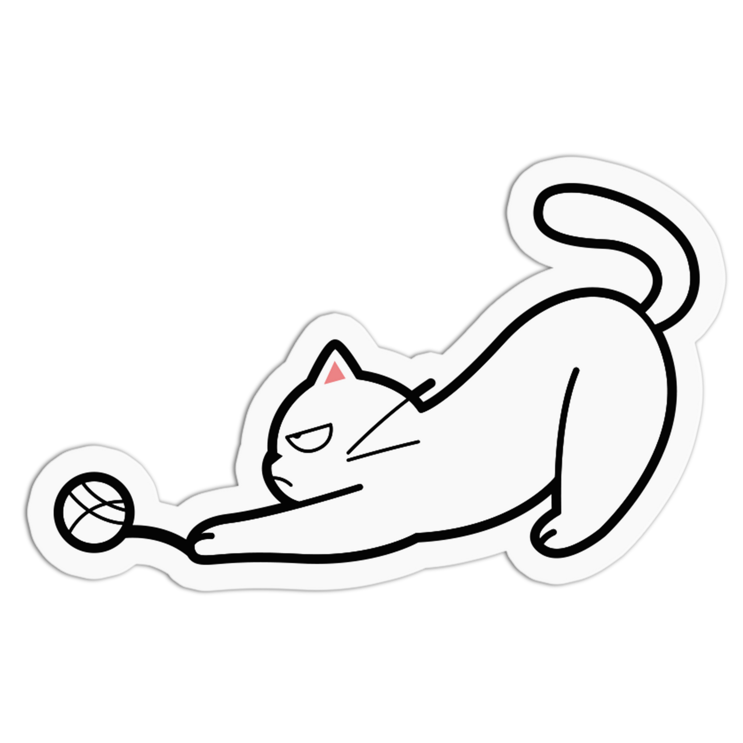Determined Yarn Play White Cat Sticker