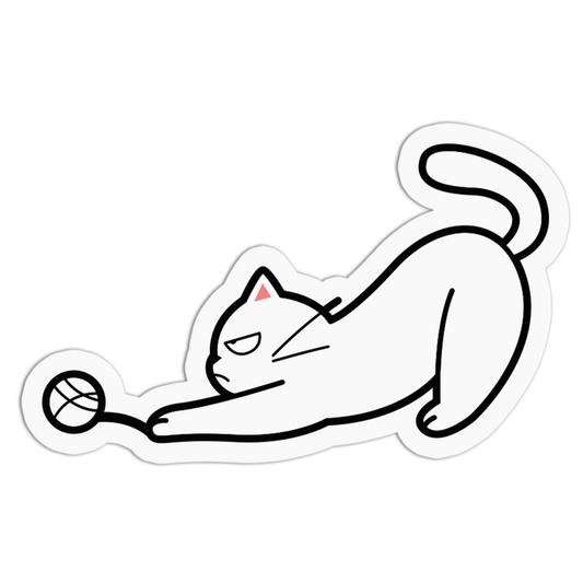 Determined Yarn Play White Cat Sticker