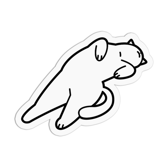 Lazy Belly Rub White Cat Sticker