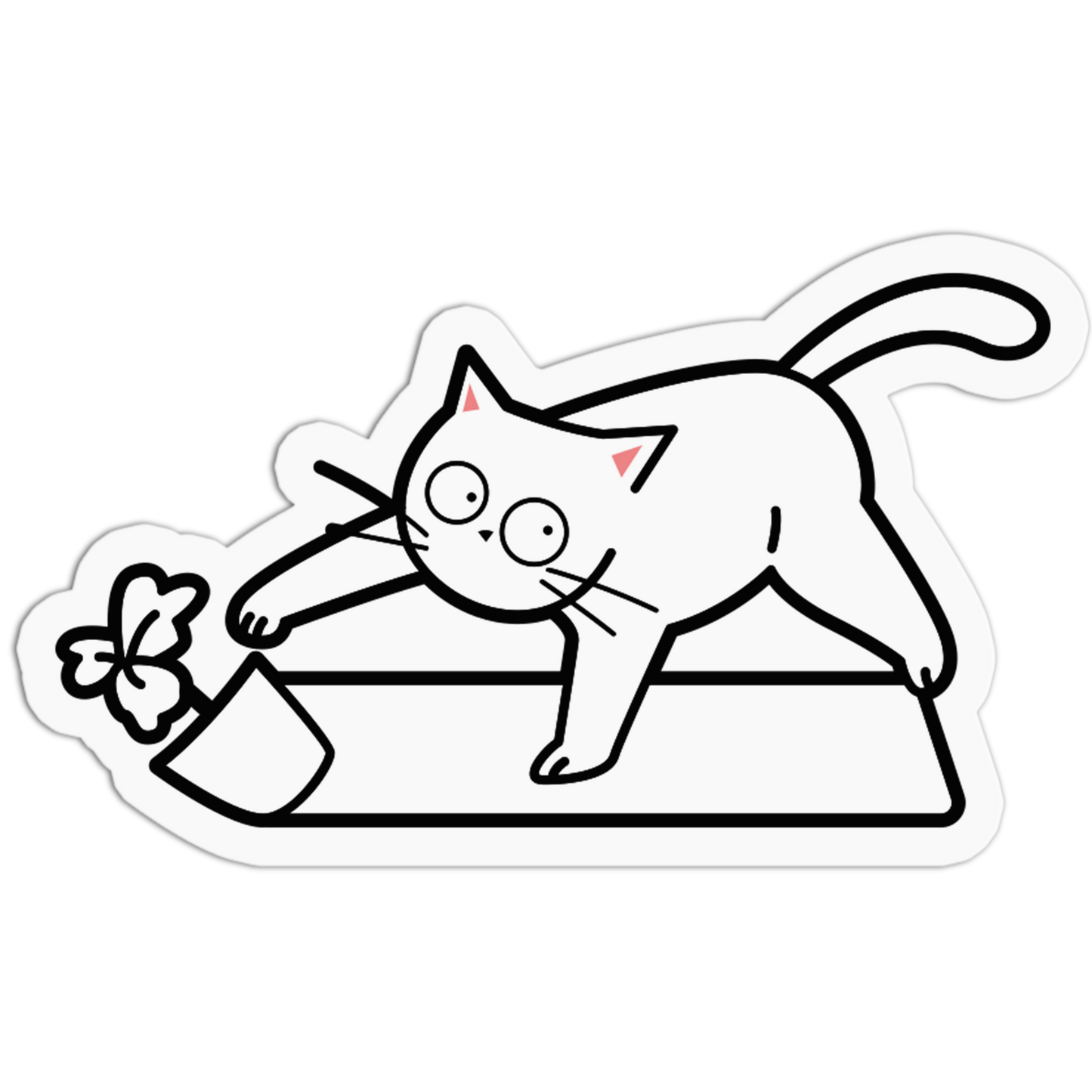 Cartoon cat playing with a toy on a white background