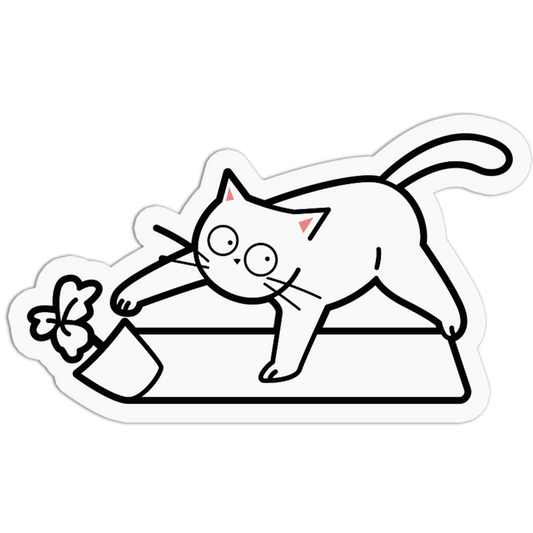 Plant Terror White Cat Sticker