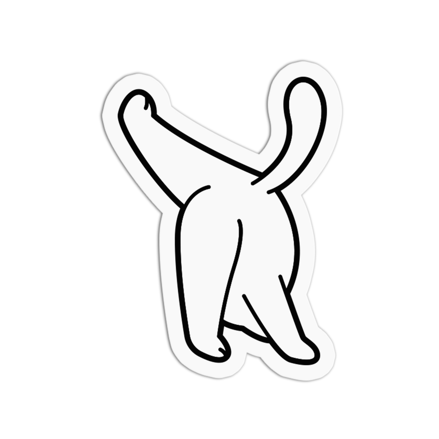 Black and white outline of a cat on a white background