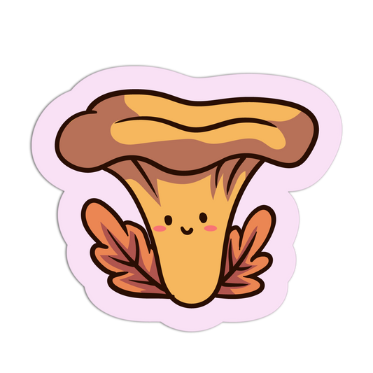 Golden Chanterelle Cheer Mushroom Sticker - The Stkr Store