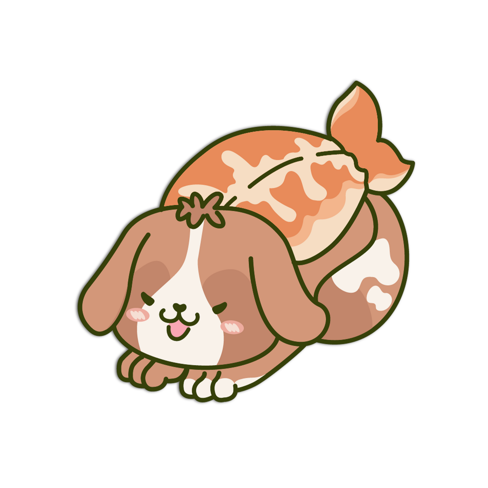 Cartoon bunny with a candy包裹在白色背景上