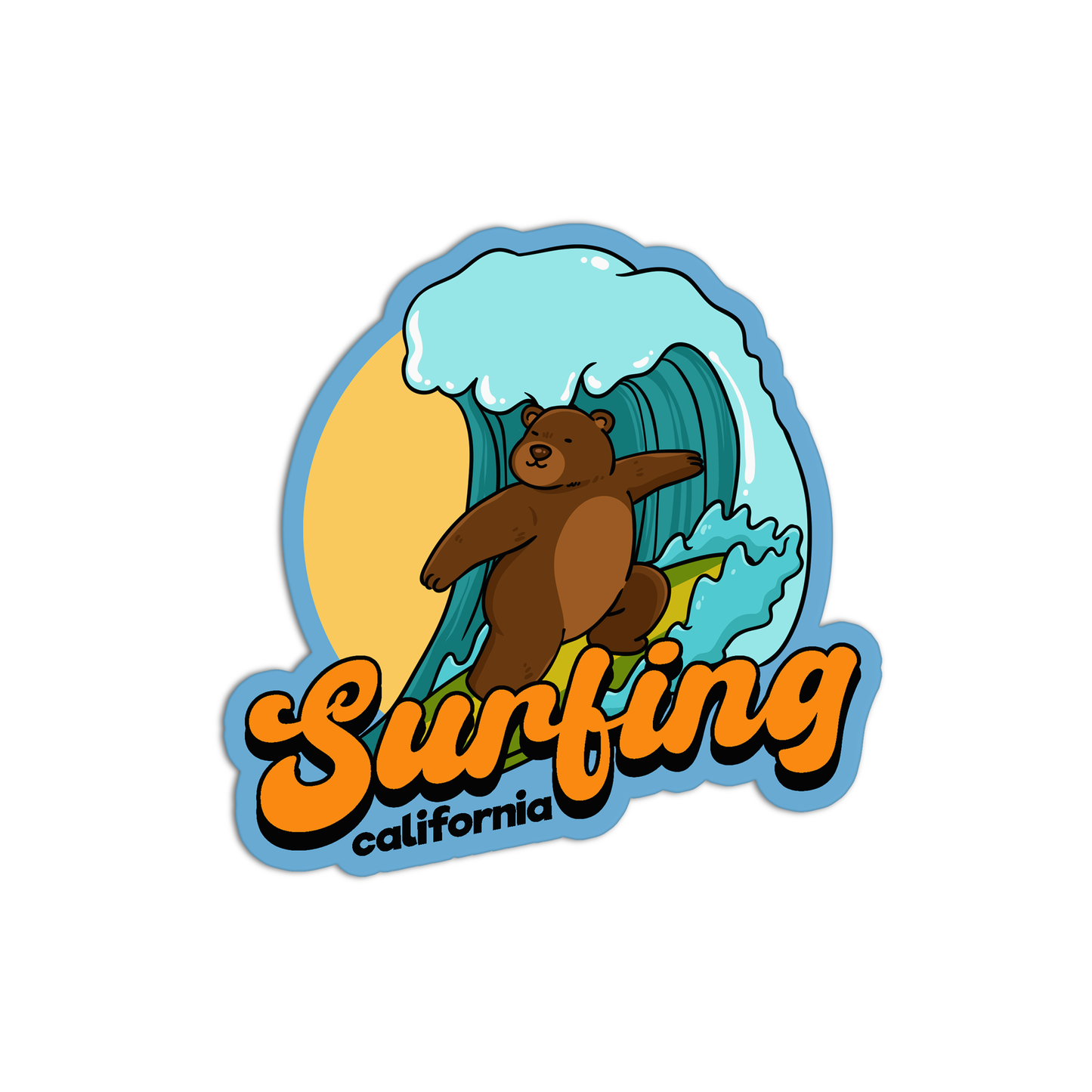 Surfing New California Stickers