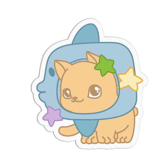 Calico Snuggle Shell Ocean Cat Sticker