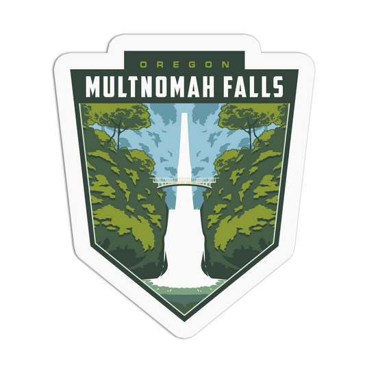 Multnomah Falls - Travel Series Oregon Sticker - The Stkr Store
