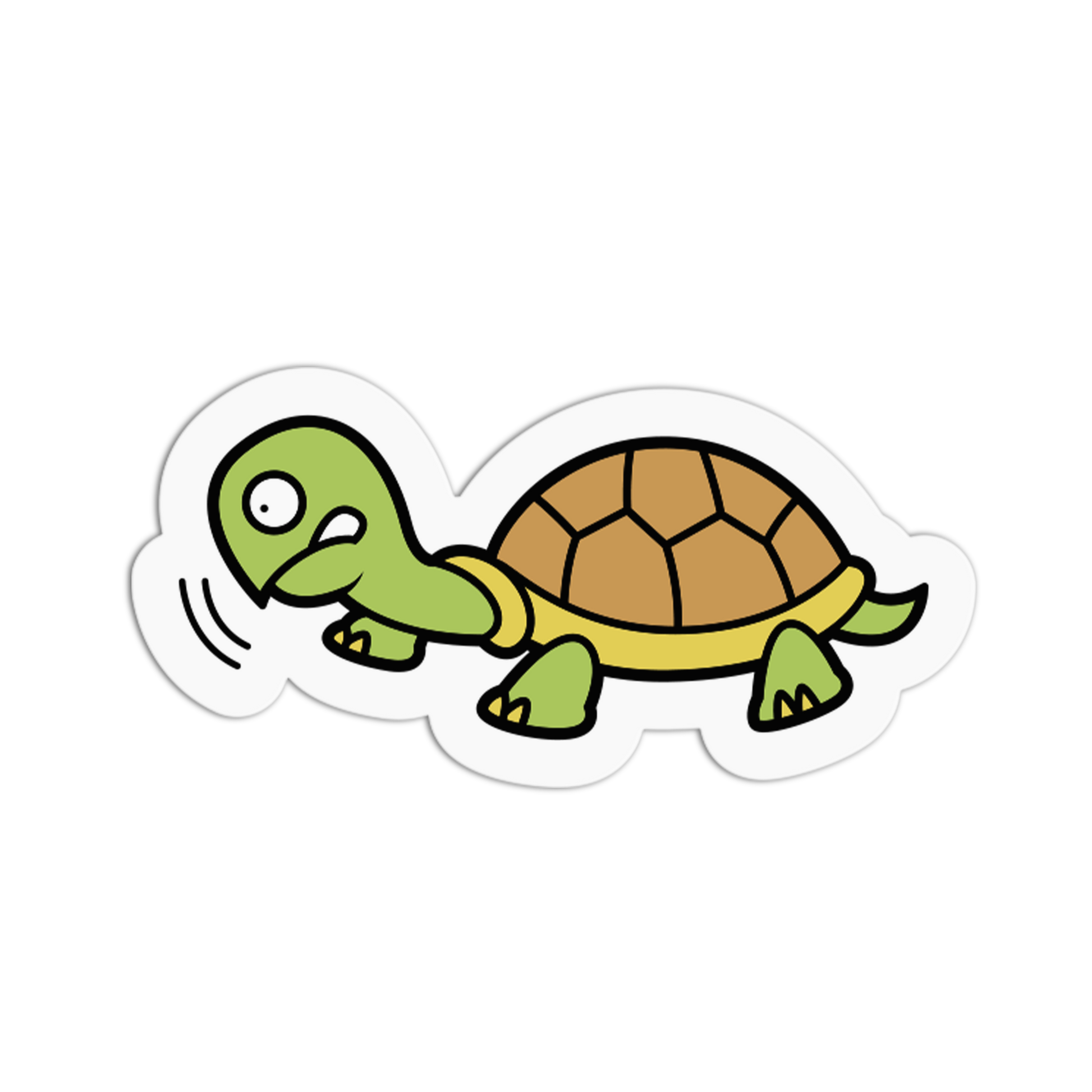 Shookt Running Cute Turtle Sticker - The Stkr Store