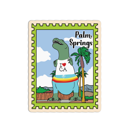 I Love CA Dinosaur Statue - Palm Springs Stamp Collection