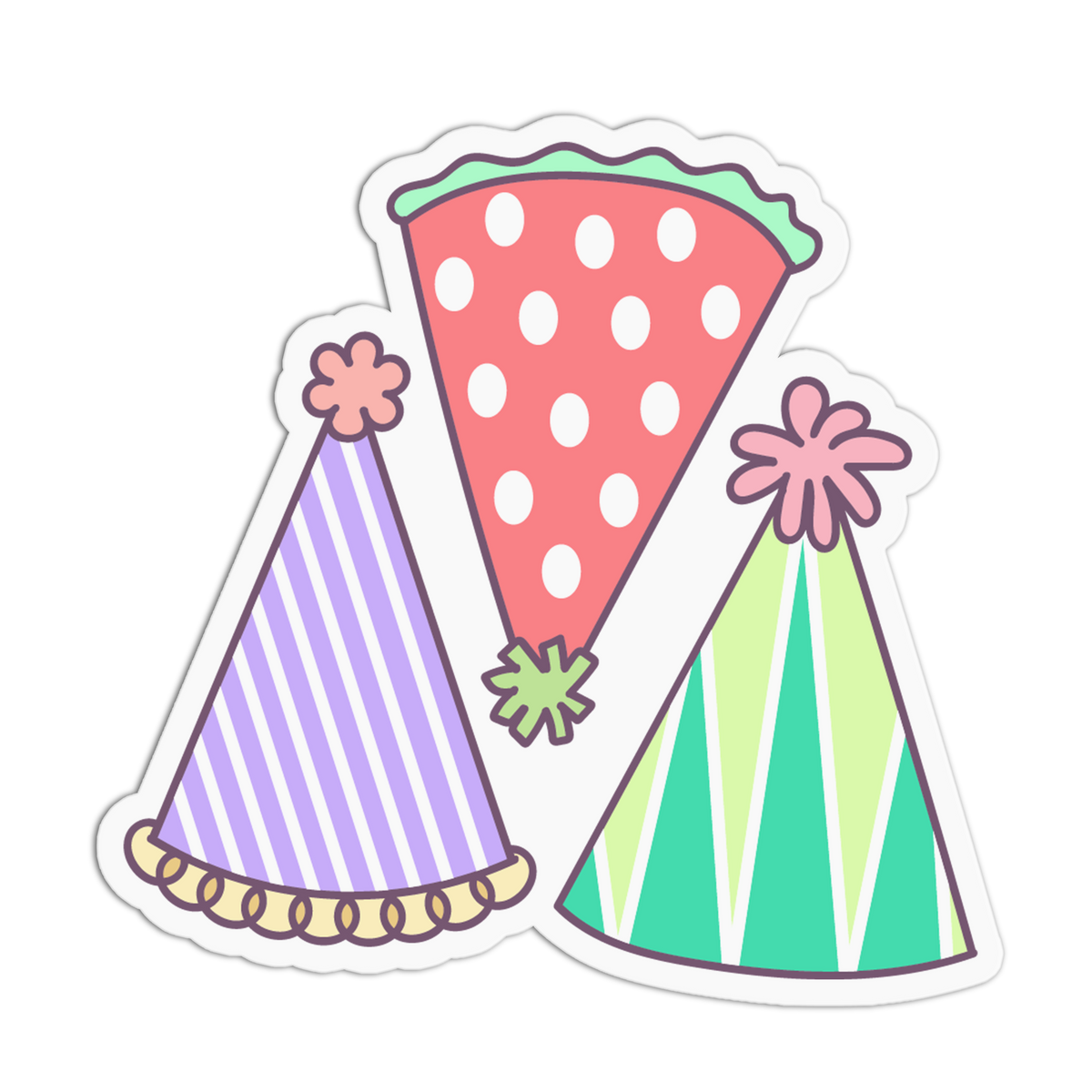 Patterned Cone Hats Party Supplies Sticker