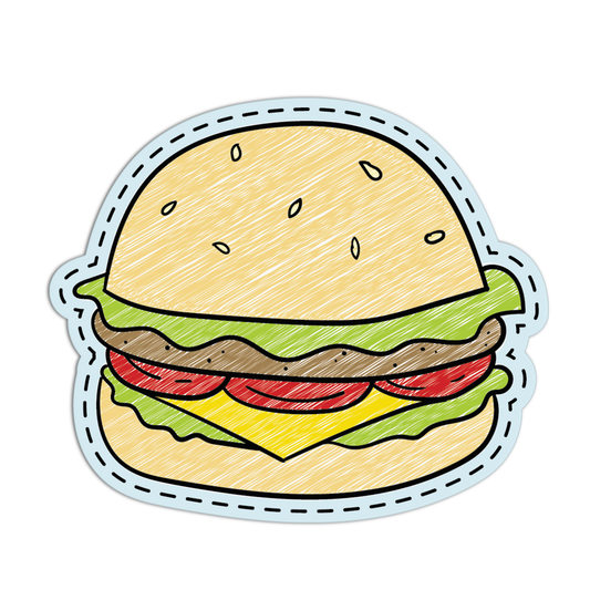 Burger Patch Style Textured Stickers