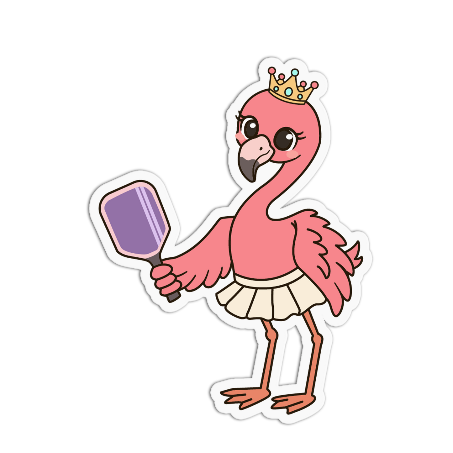Princess Flamingo Crown Pickleball Sticker