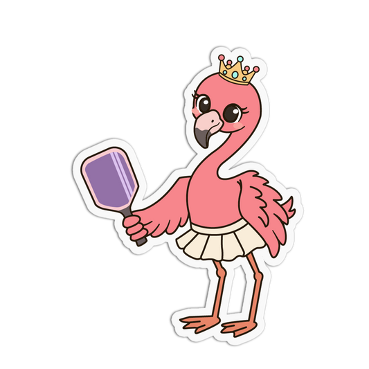 Princess Flamingo Crown Pickleball Sticker