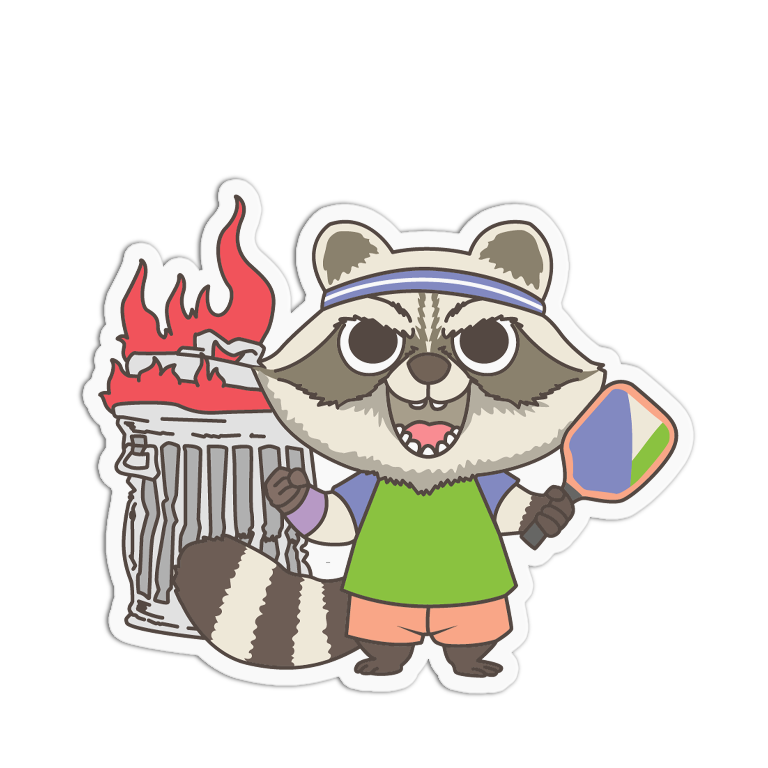 Dumpster Fire Raccoon Player Pickleball Sticker – The Stkr Store