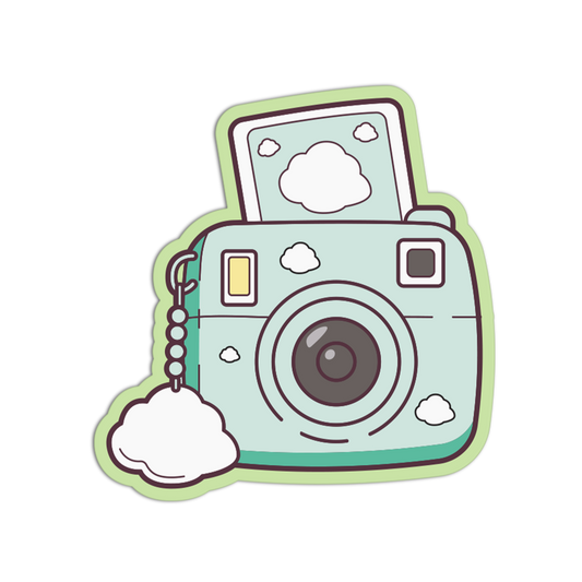 Fluffy Sky Cloud Polaroid Camera Sticker