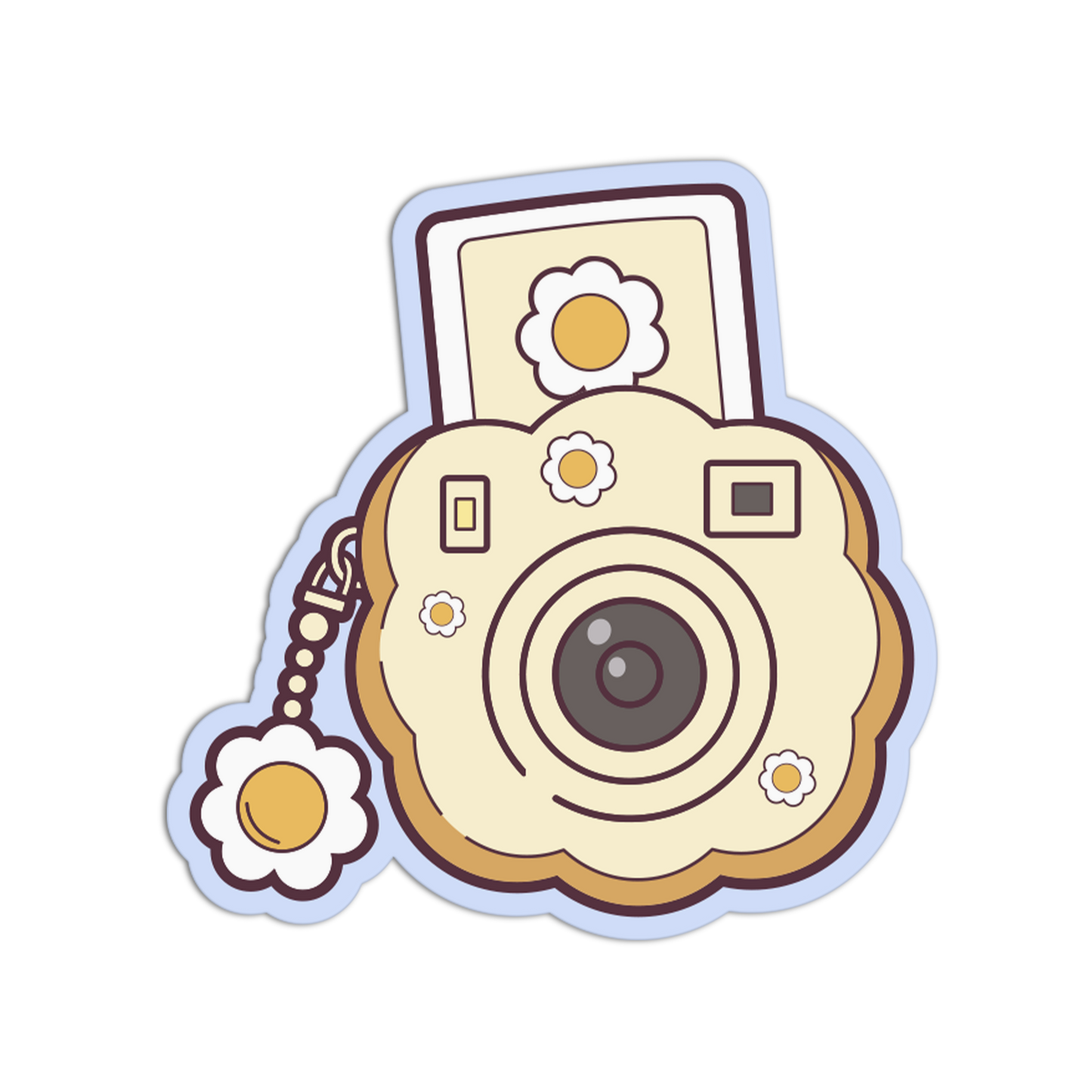 Yellow Daisy Flower Polaroid Camera Sticker