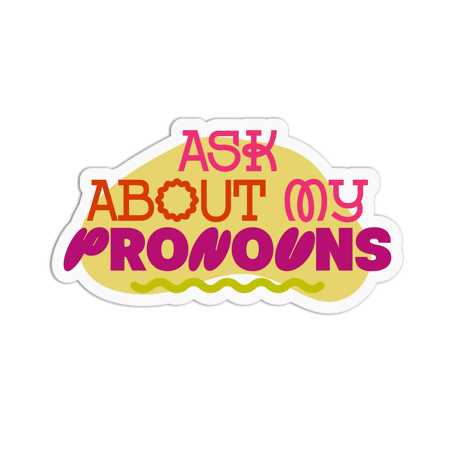 Ask About My Pronouns Textured Stickers