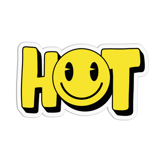 Yellow Smiley Face Rave Hot Sticker
