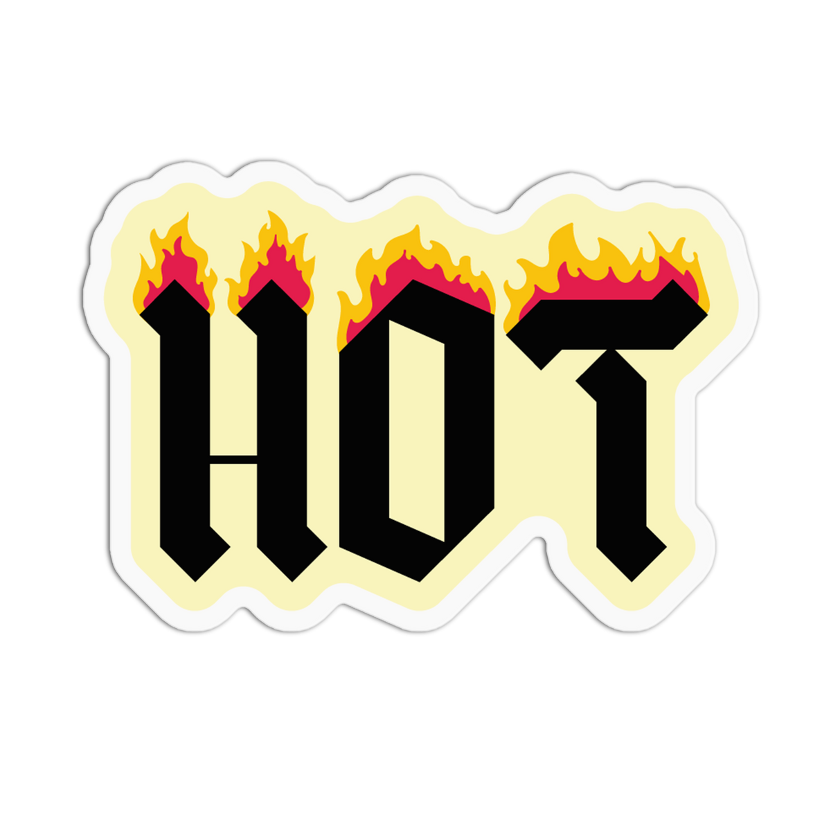 Gothic Flaming Text Rave Hot Sticker