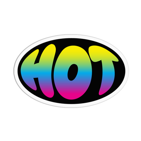 Rainbow Oval Text Rave Hot Sticker