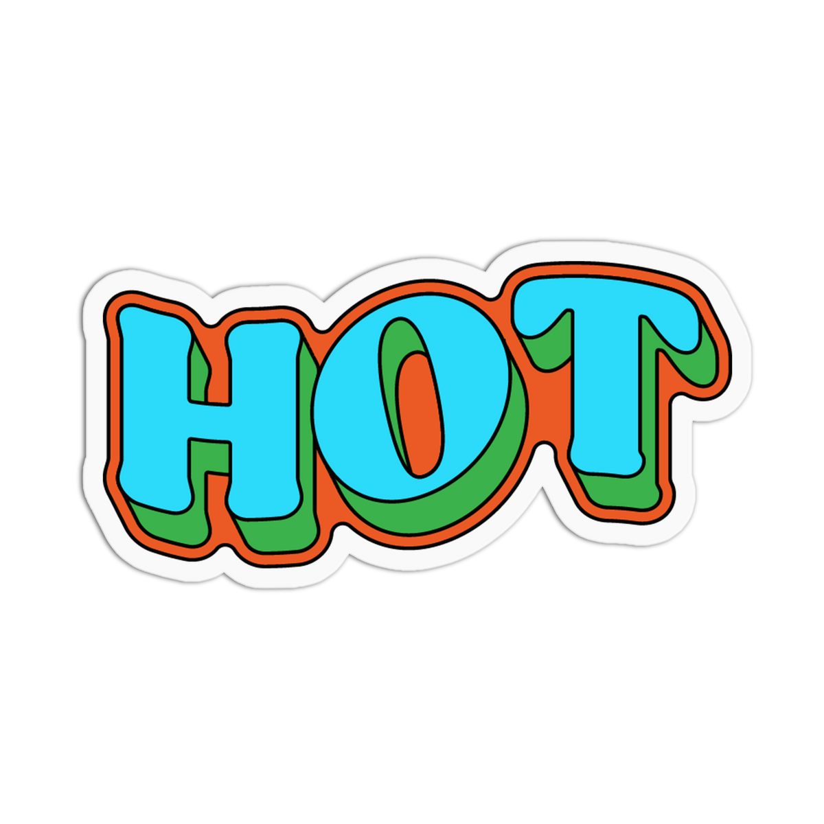 Retro Bubble Text Rave Hot Sticker