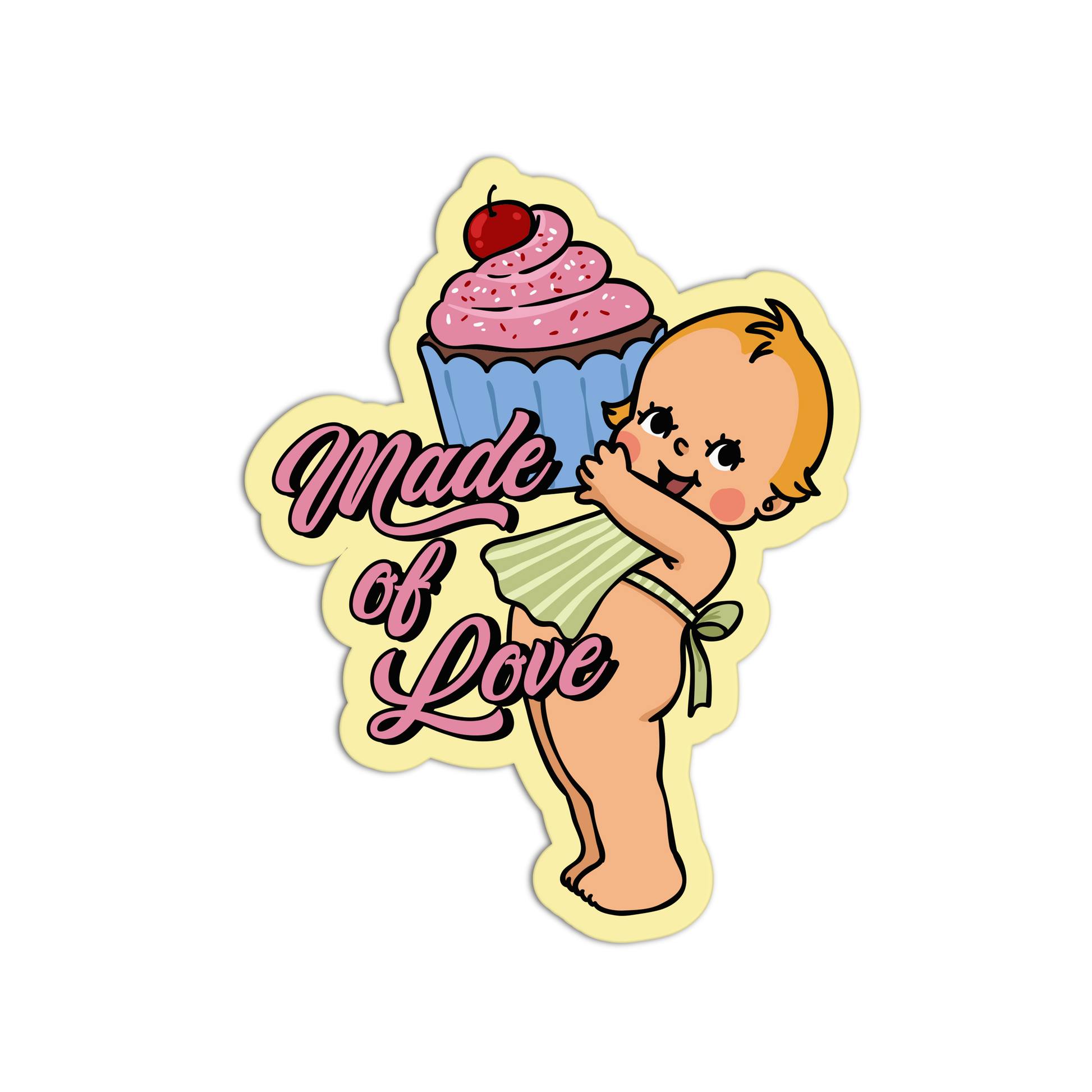 Made of Love Retro Baby Valentine Sticker - The Stkr Store