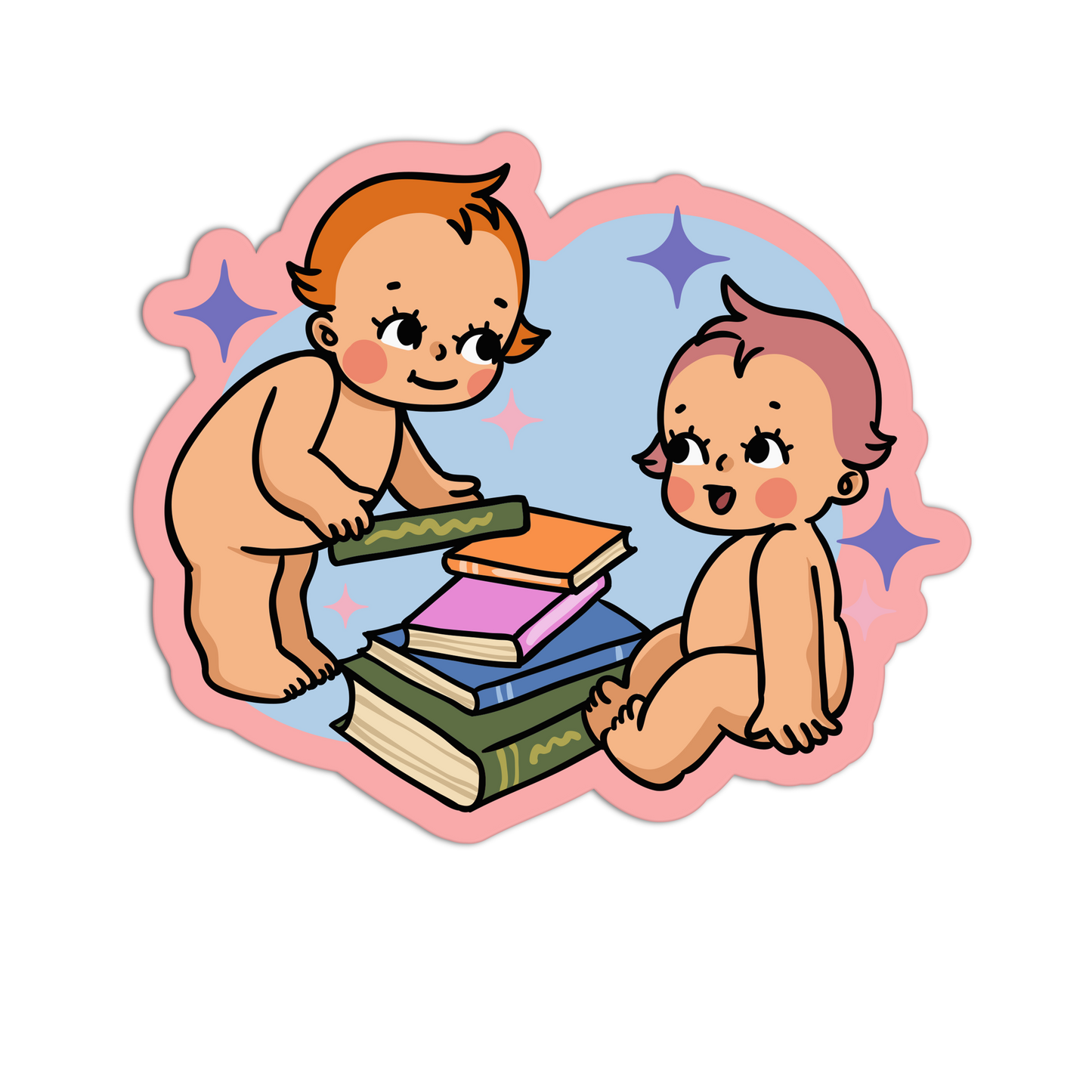 Book Buddies Retro Babies Reading Stickers