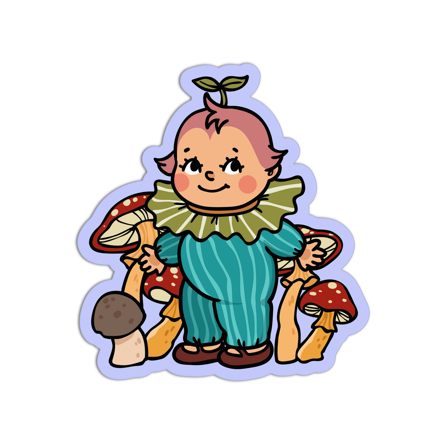 Baby Fairy with Sprout - Retro Baby Fairy Mushrooms Sticker