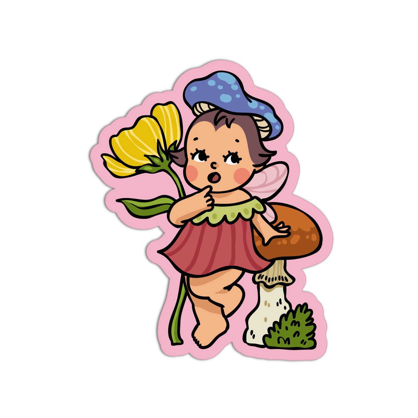 Giant Flower - Retro Baby Fairy Mushrooms Sticker