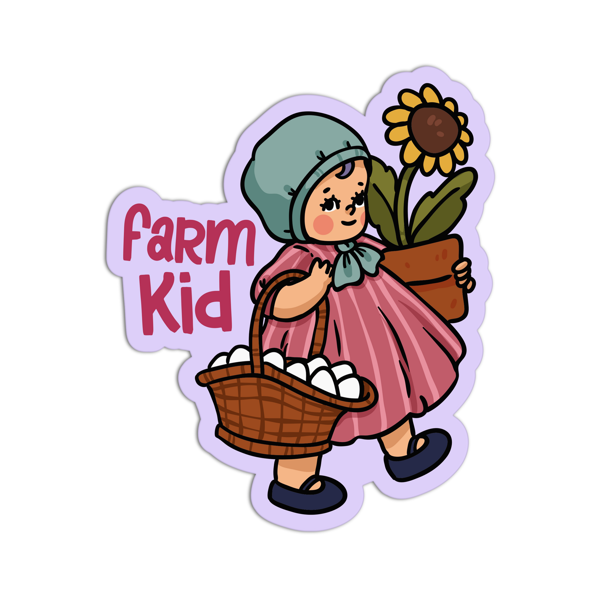 Farm Kid - Retro Babies Farmer Stickers - The Stkr Store