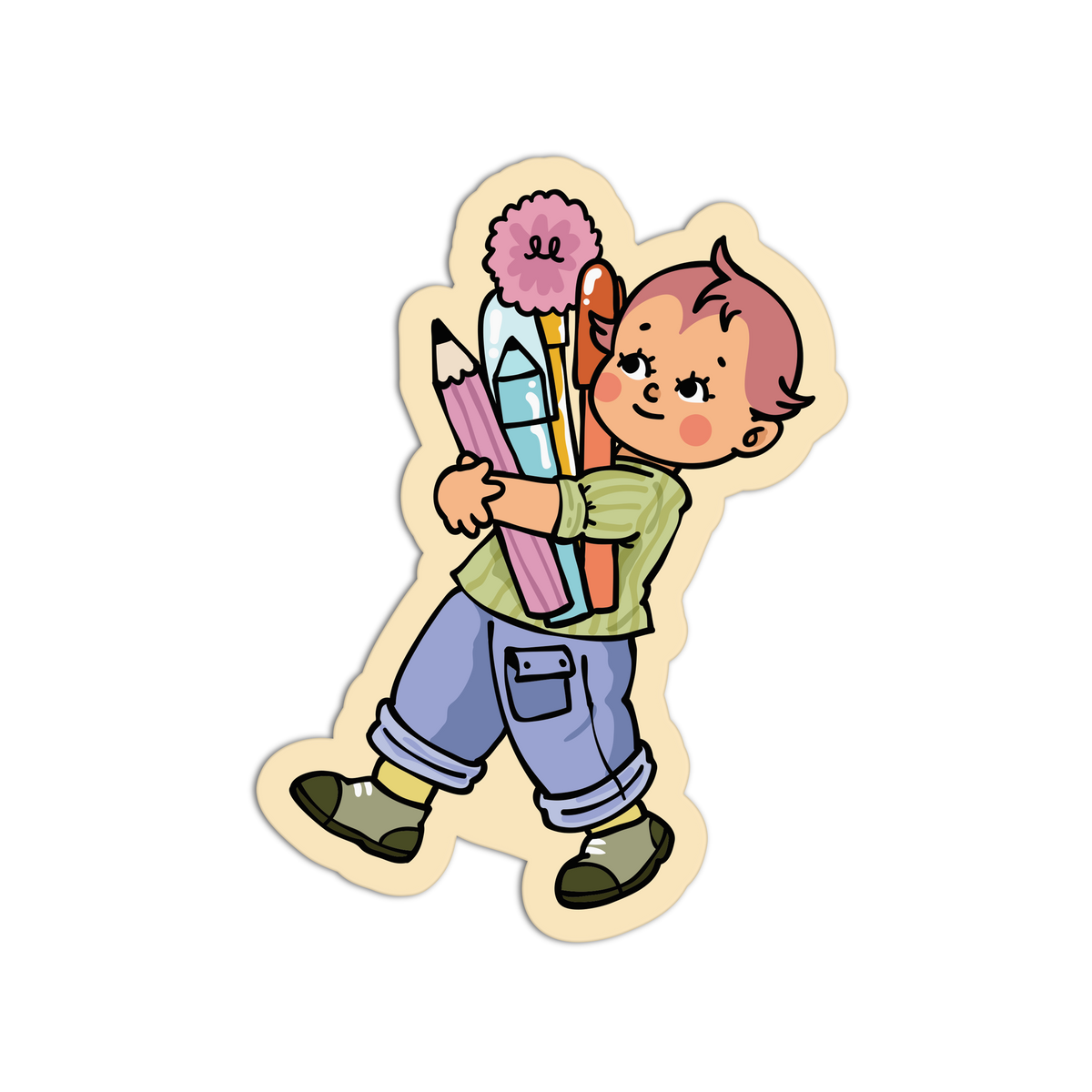 Pen Cuddle Retro Baby Journaling Sticker