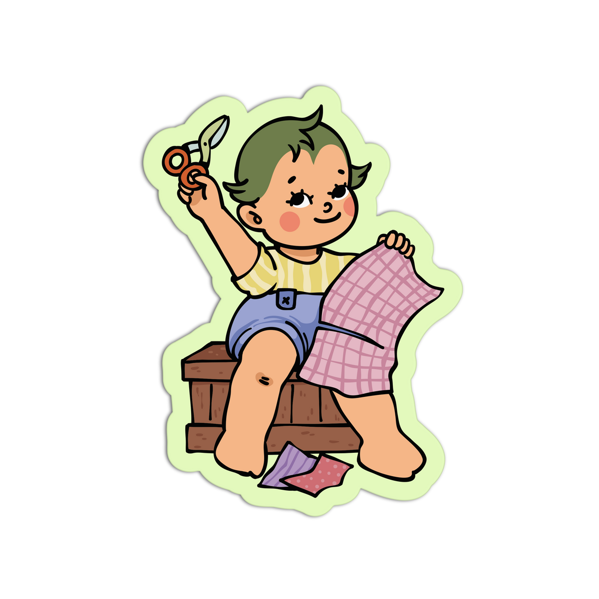 Fabric Cutting Retro Baby Journaling Sticker