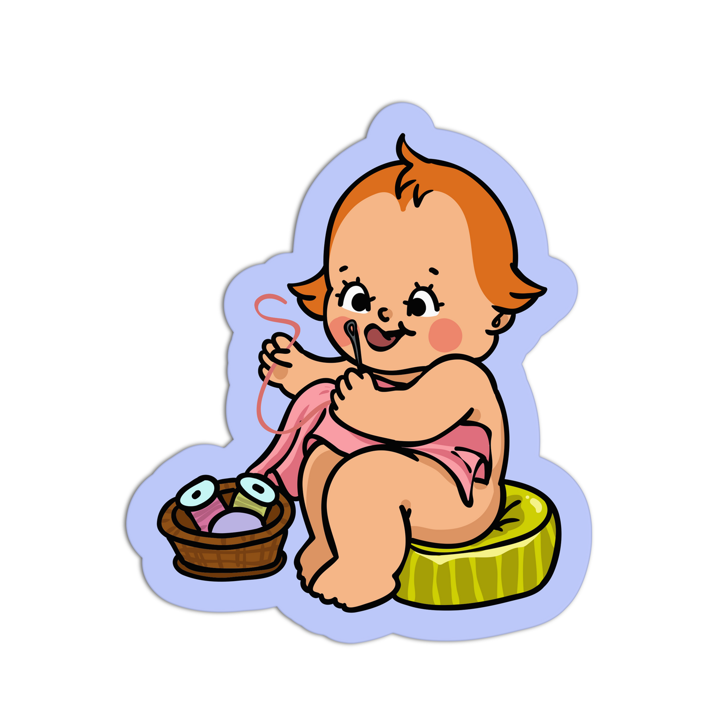 Happy Hemming Retro Babies Sewing and Knitting Sticker - The Stkr Store