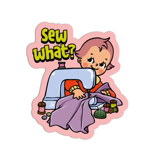 Sew What? Retro Babies Sewing and Knitting Sticker - The Stkr Store