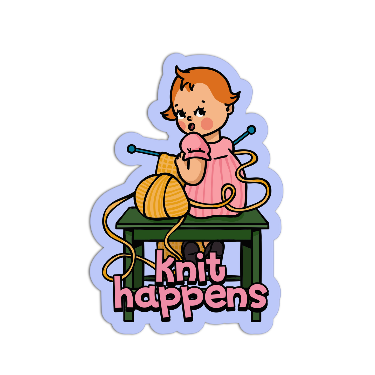 Knit Happens Retro Babies Sewing and Knitting Sticker - The Stkr Store