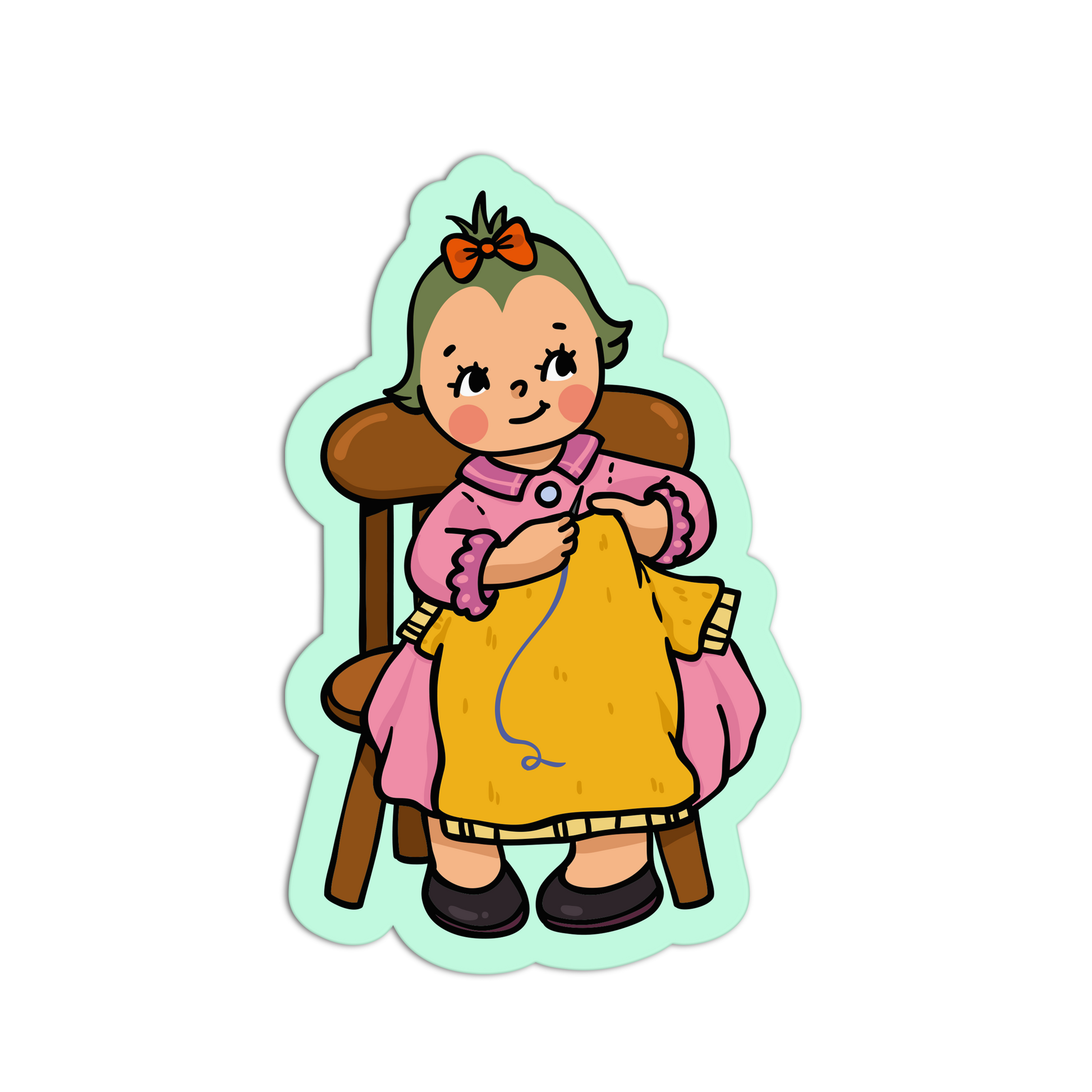 Stitch By Stitch Retro Babies Sewing and Knitting Sticker - The Stkr Store