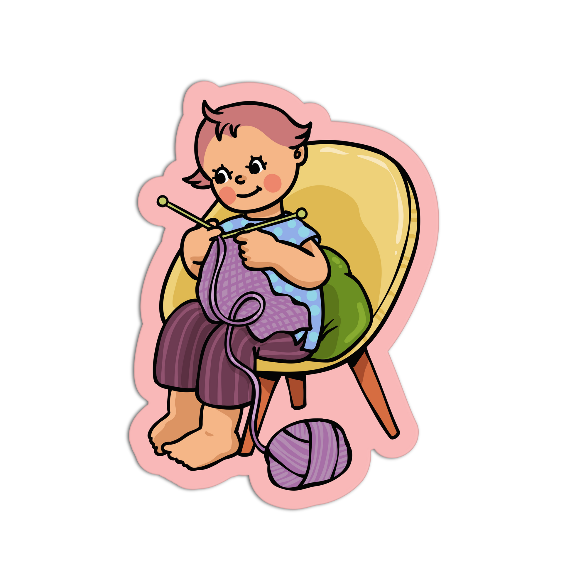 Purly Peaceful Retro Babies Sewing and Knitting Sticker - The Stkr Store