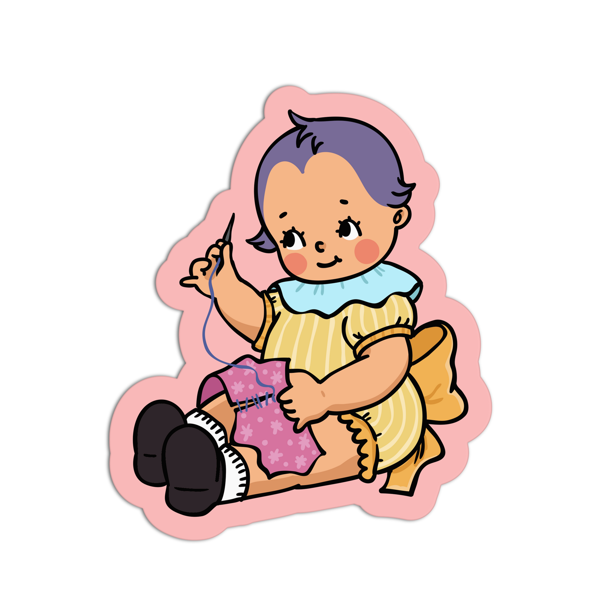 Floral Stitcher Retro Babies Sewing and Knitting Sticker - The Stkr Store